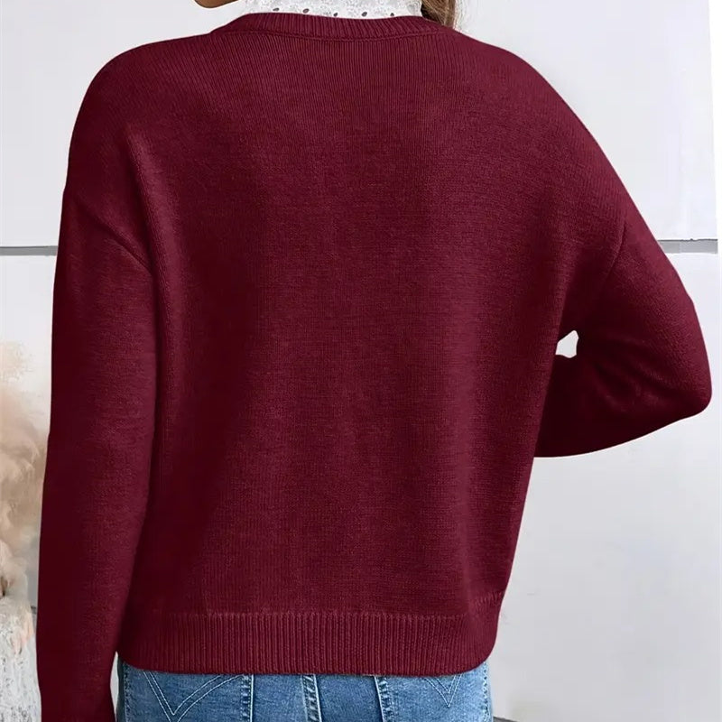 Sweater for Women | Deep V-Neck Lace