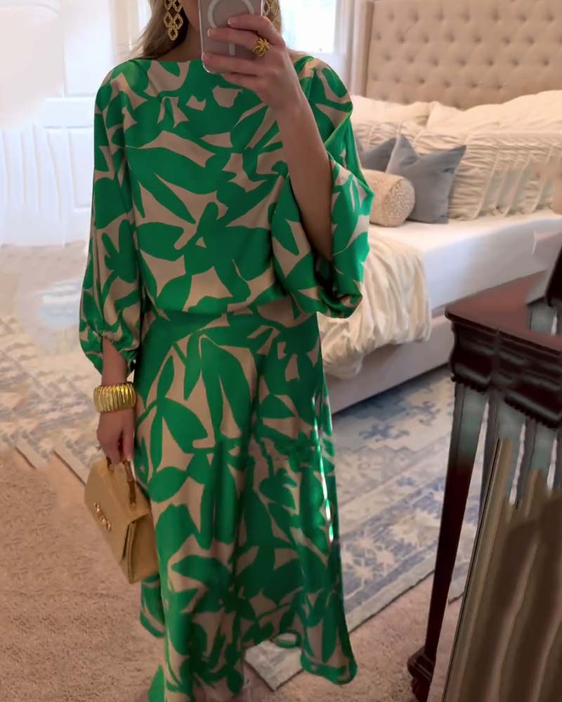 Women’s Coordinated Set | Long Sleeve Top & Midi Skirt