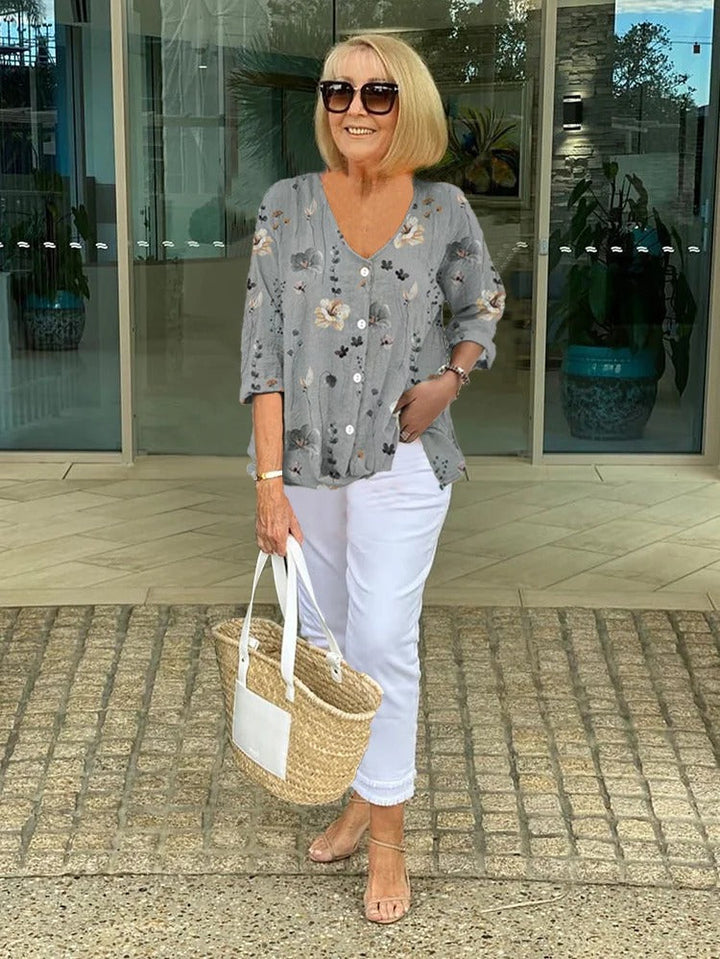 Blouse for Women | V-Neck Floral Style