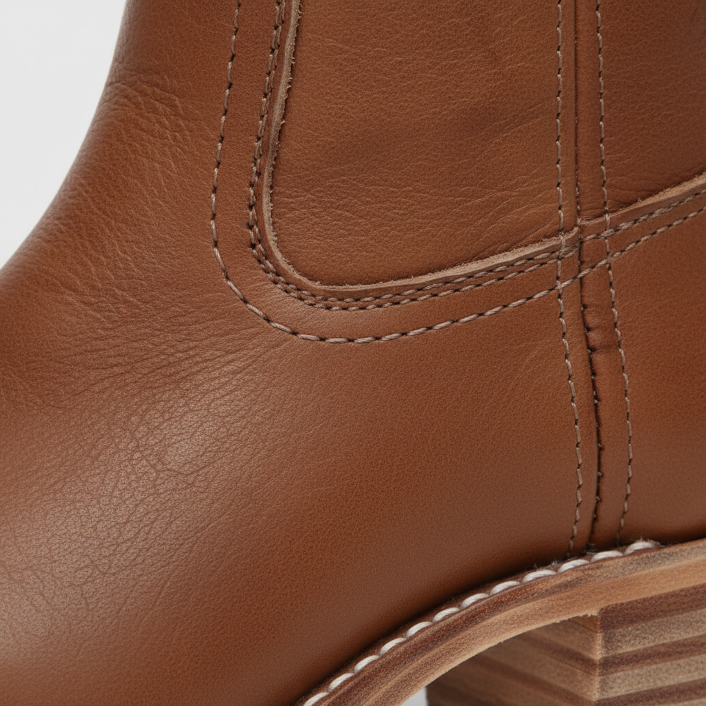 Women's knee-high boots with panel detailing and block heels