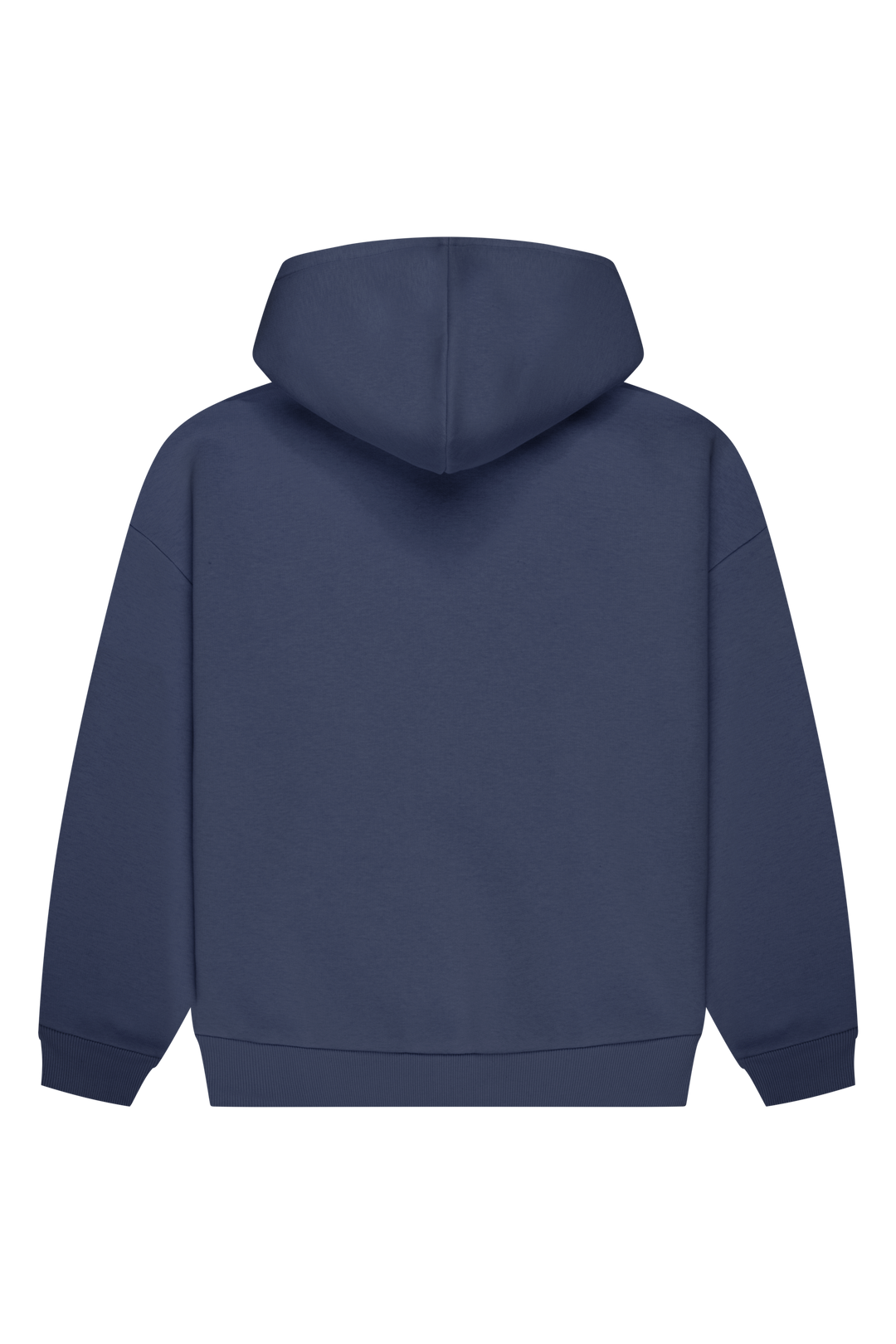 Women's navy pullover hoodie with hood, long sleeves and chest logo