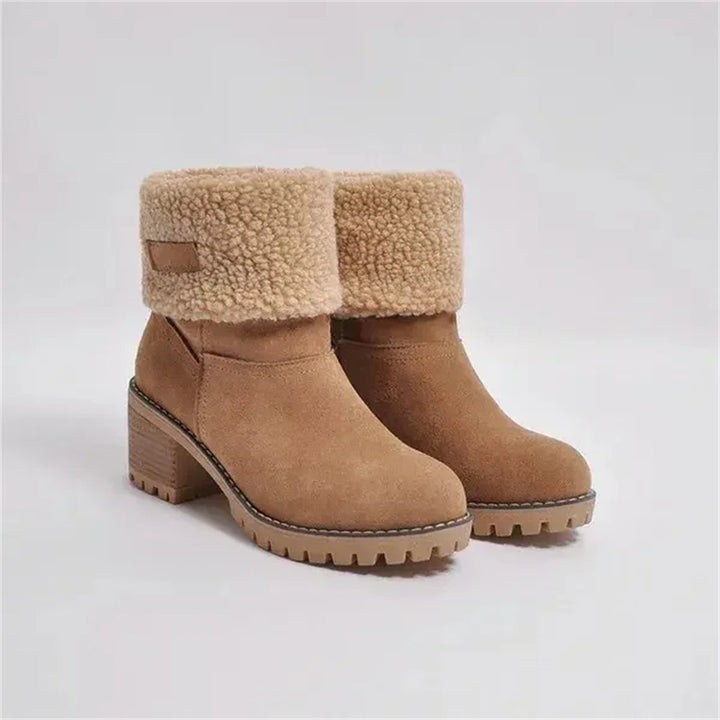 Boots For Women | Rolled Collar Ankle Block Heel Design
