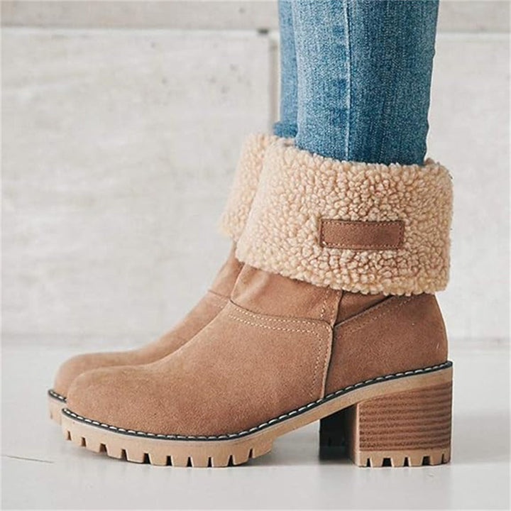 Boots For Women | Rolled Collar Ankle Block Heel Design