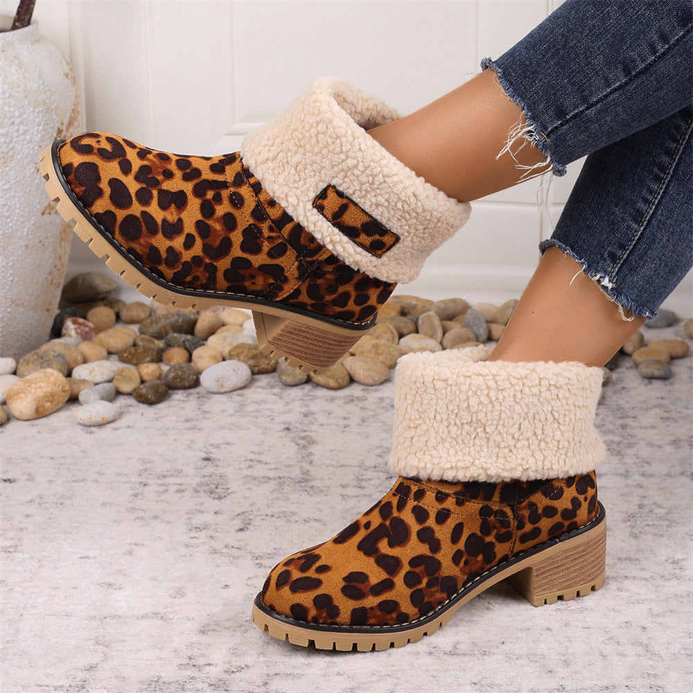 Boots For Women | Rolled Collar Ankle Block Heel Design