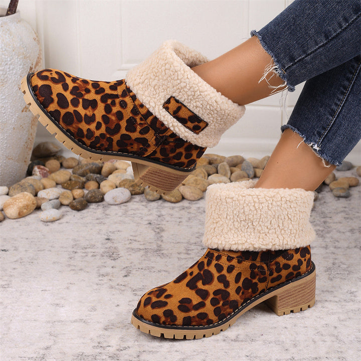 Boots For Women | Rolled Collar Ankle Block Heel Design