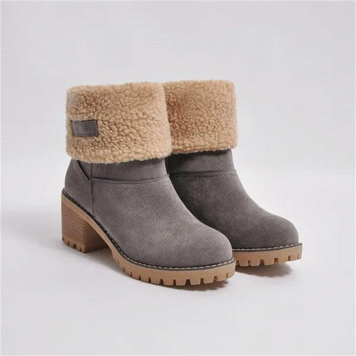 Boots For Women | Rolled Collar Ankle Block Heel Design