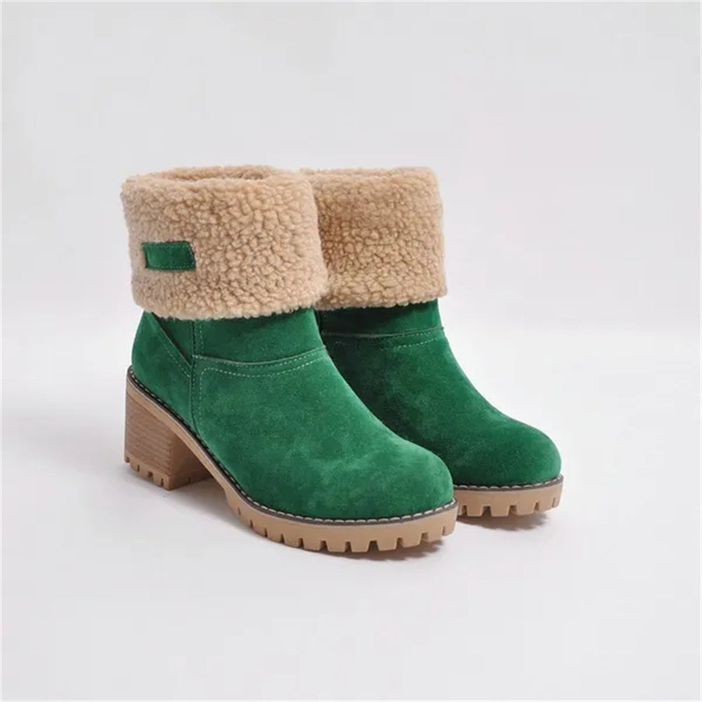 Boots For Women | Rolled Collar Ankle Block Heel Design