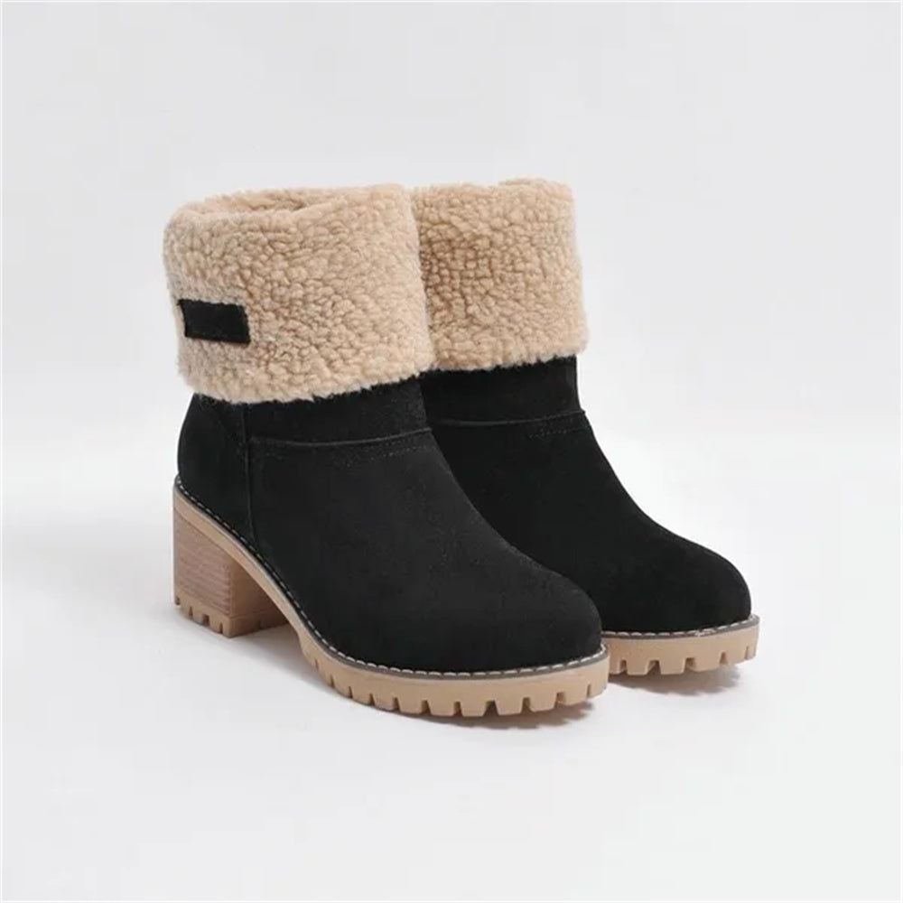 Boots For Women | Rolled Collar Ankle Block Heel Design