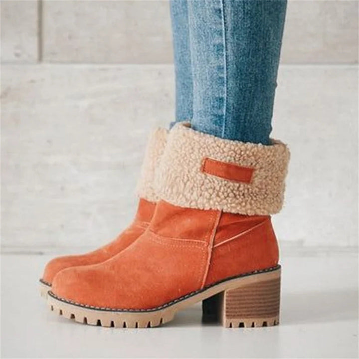 Boots For Women | Rolled Collar Ankle Block Heel Design