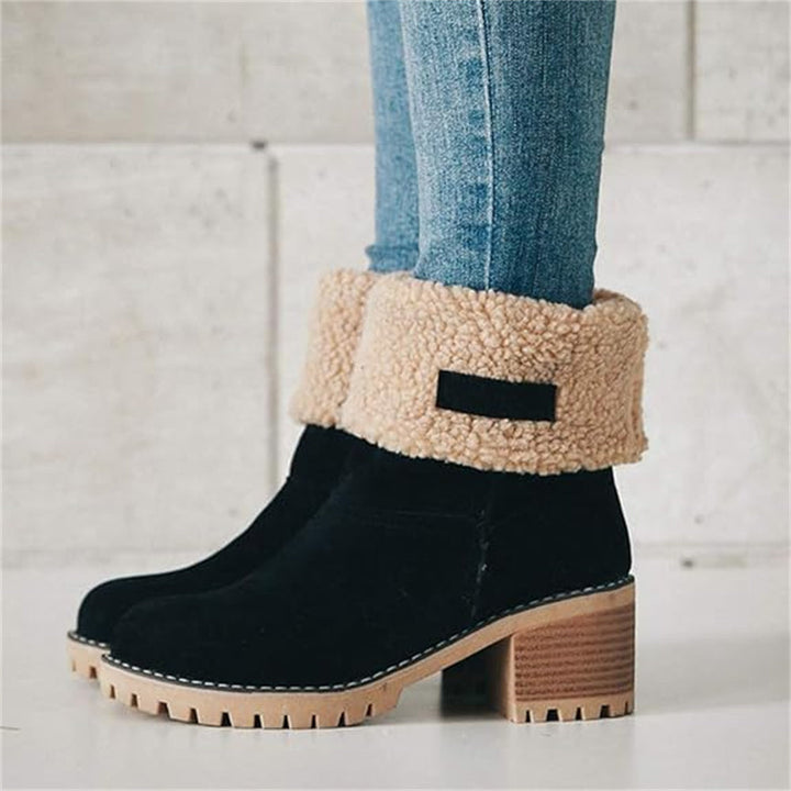 Boots For Women | Rolled Collar Ankle Block Heel Design