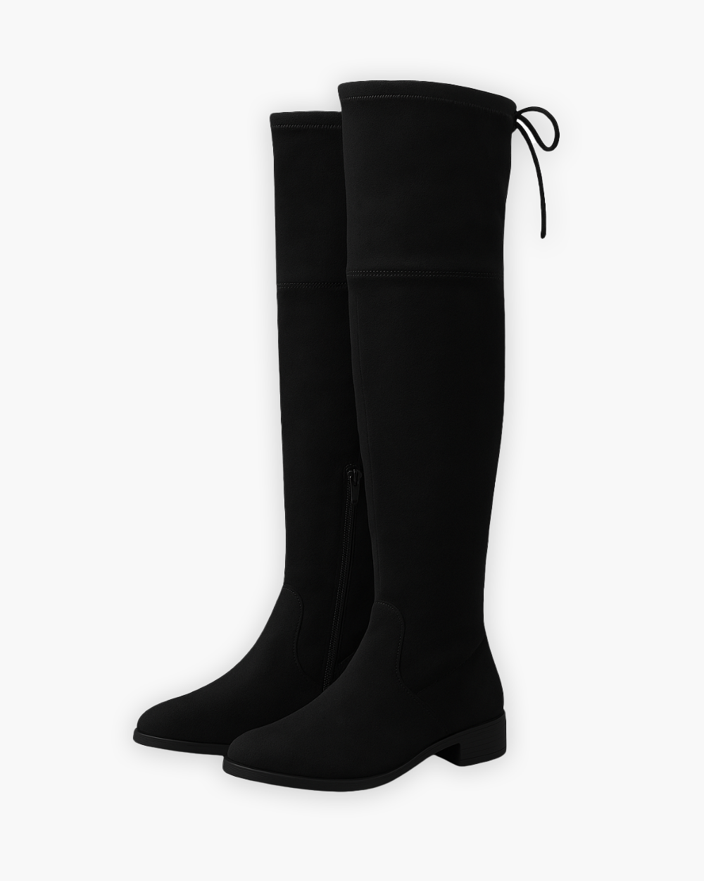 Women's over the knee boots with side zippers and low heels