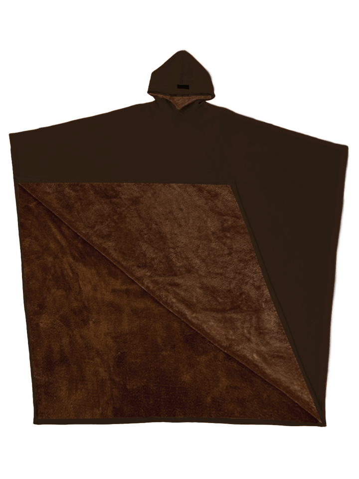 Oversized hooded cloak with plush faux fur lining and wide sleeves