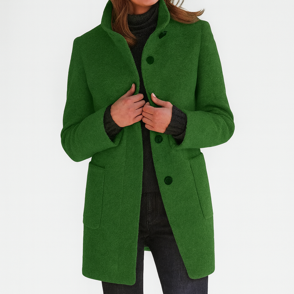 Women’s Coat | Button-Front Mid-Length