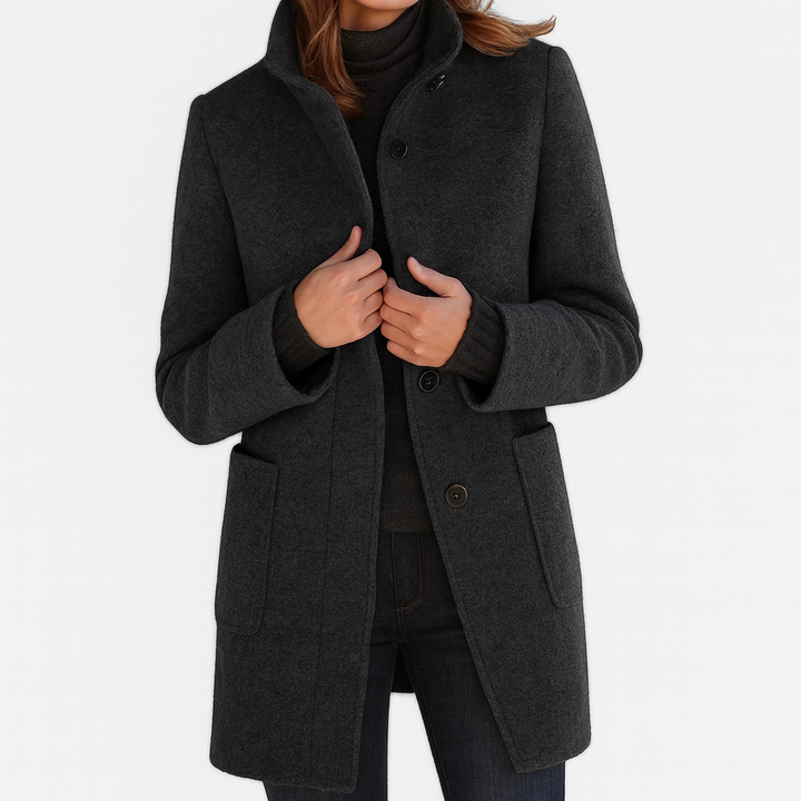 Women’s Coat | Button-Front Mid-Length