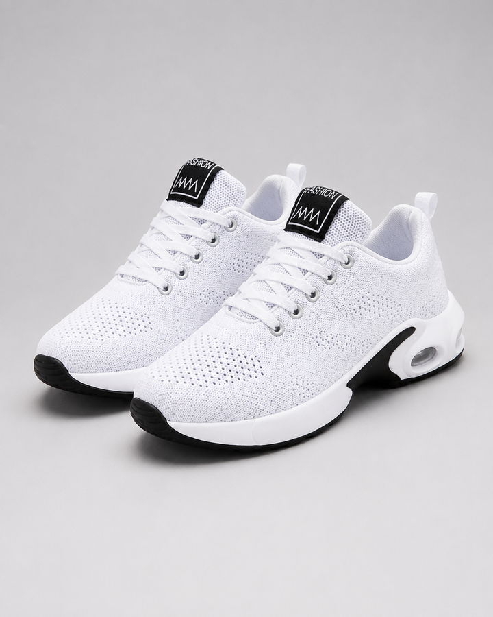 Women's low-top lace-up sneakers with textured uppers, round toes and contrasting soles