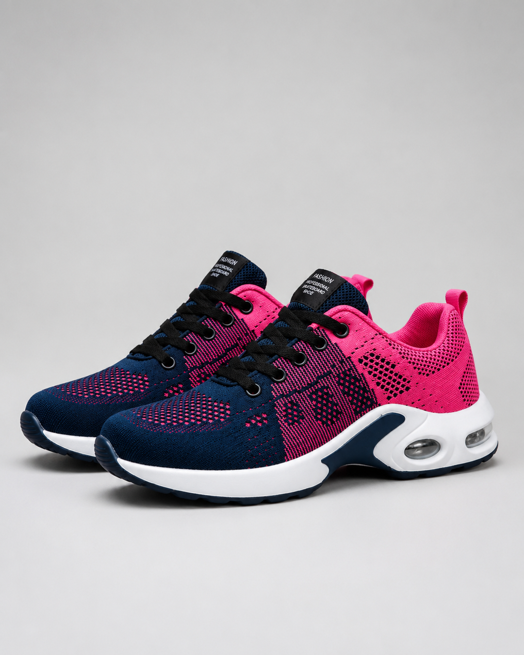 Women's low-top lace-up sneakers with textured uppers, round toes and contrasting soles