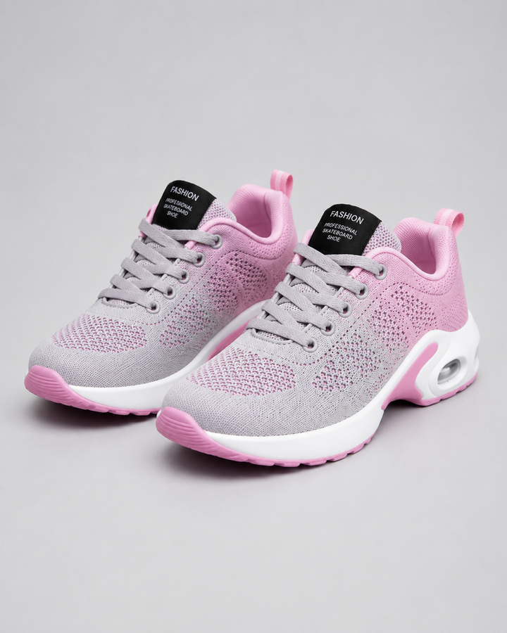 Women's low-top lace-up sneakers with textured uppers, round toes and contrasting soles