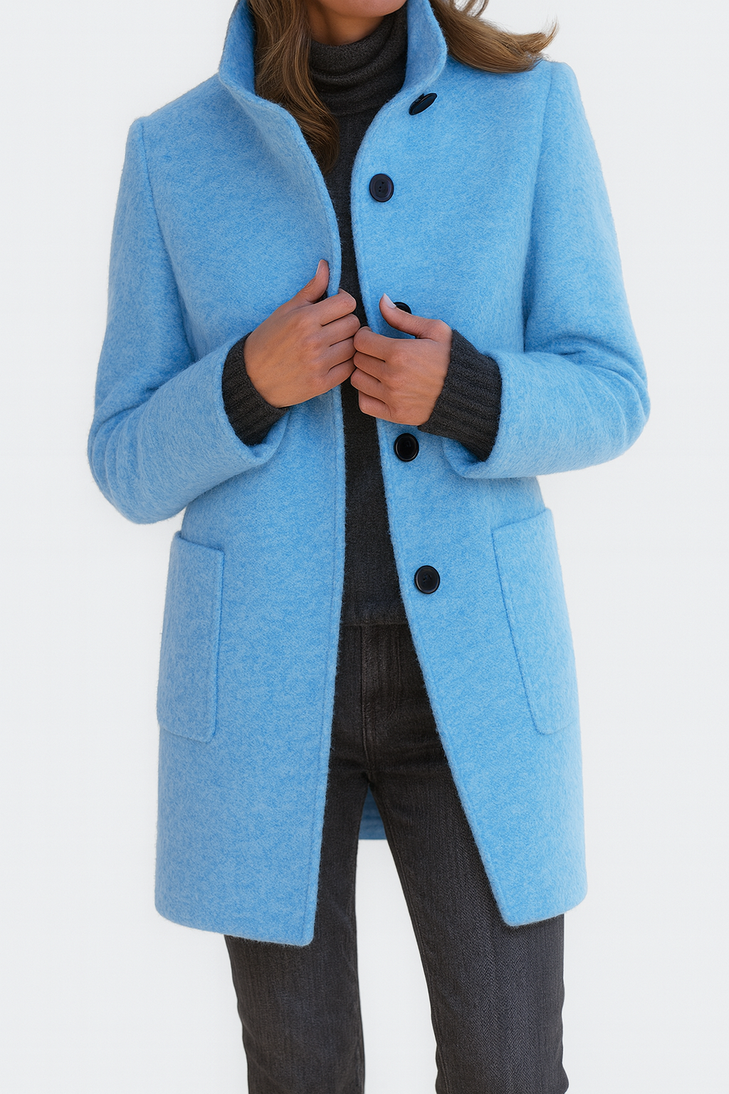 Women’s Coat | Button-Front Mid-Length