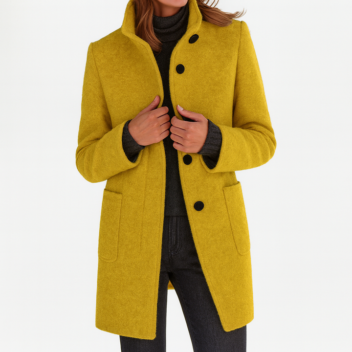 Women’s Coat | Button-Front Mid-Length