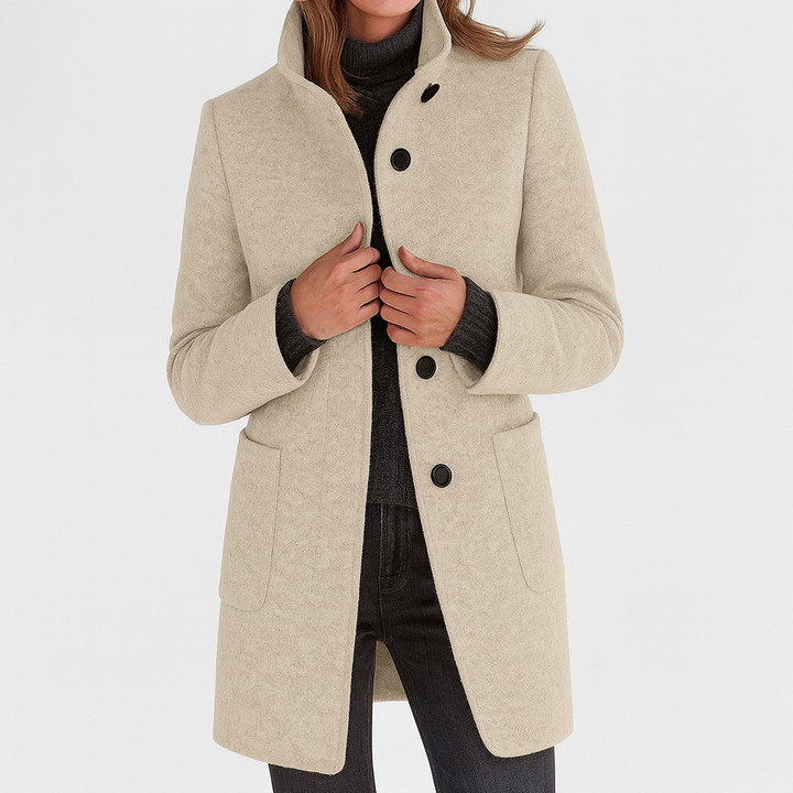 Women’s Coat | Button-Front Mid-Length