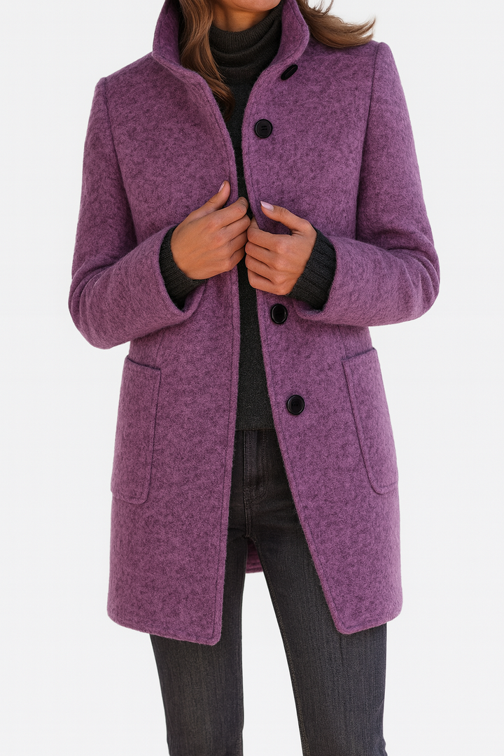 Women’s Coat | Button-Front Mid-Length