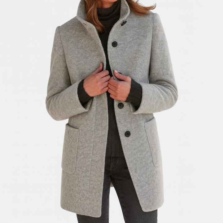 Women’s Coat | Button-Front Mid-Length