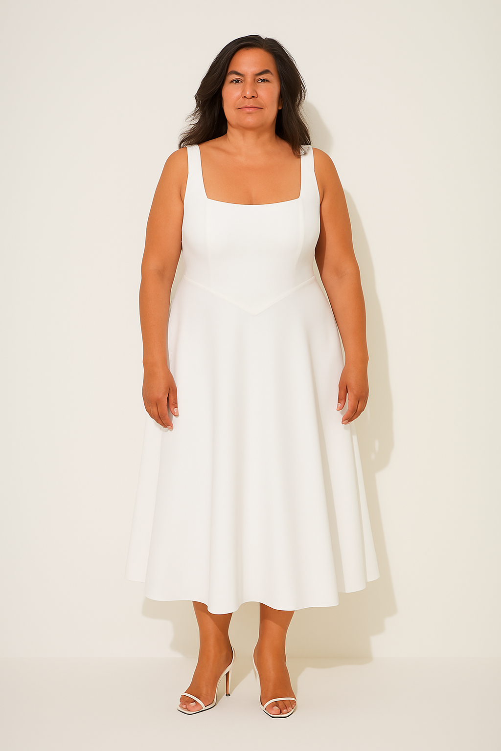Women's Dress | Sleeveless Midi Square Neckline