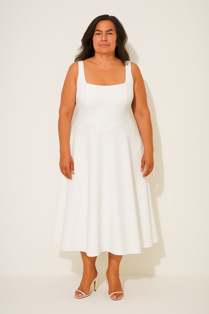 Women's Dress | Sleeveless Midi Square Neckline