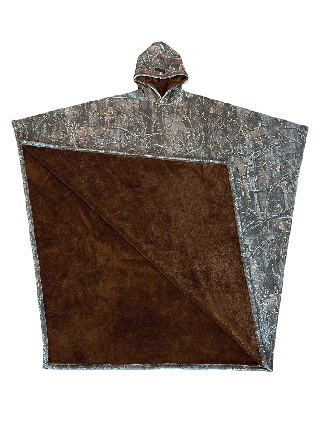 Oversized hooded cloak with plush faux fur lining and wide sleeves