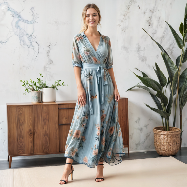 Women's Midi Sundress | Floral Wrap V-Neck