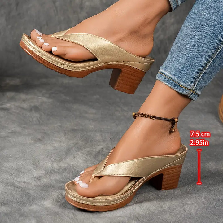 Sandals for Women | Block Heel Thong Straps