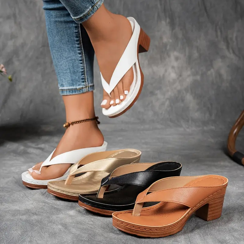 Sandals for Women | Block Heel Thong Straps