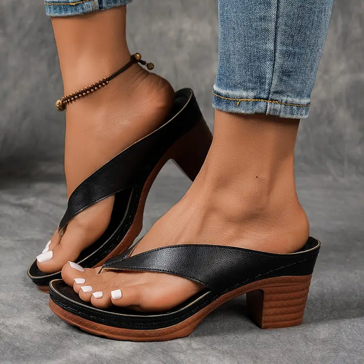 Sandals for Women | Block Heel Thong Straps