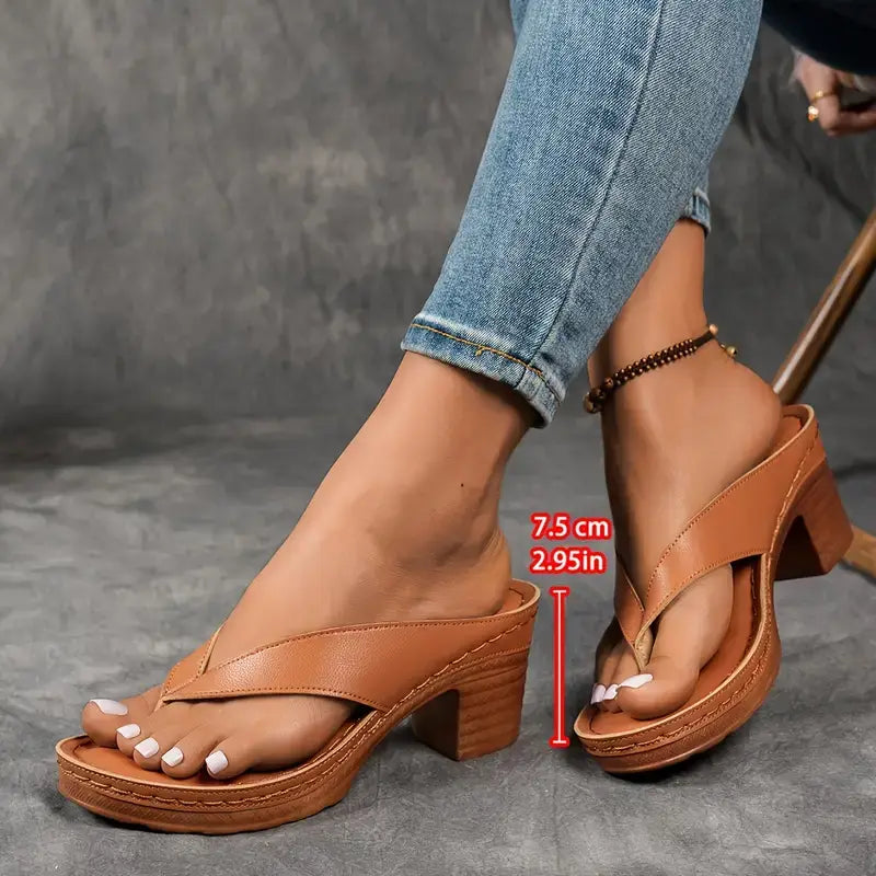 Sandals for Women | Block Heel Thong Straps