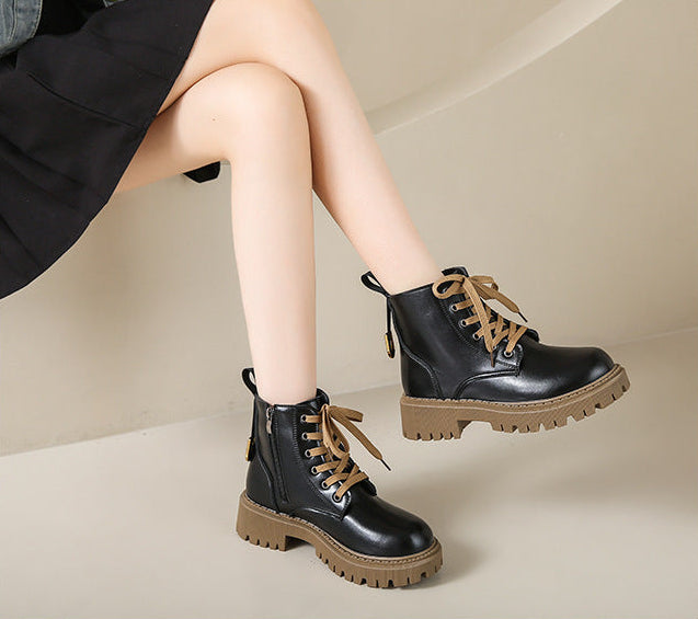 Boots For Women | Side Zipper Lace Closure Ankle Style