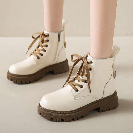 Boots For Women | Side Zipper Lace Closure Ankle Style