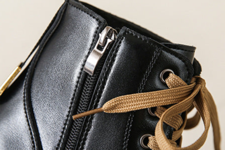 Boots For Women | Side Zipper Lace Closure Ankle Style