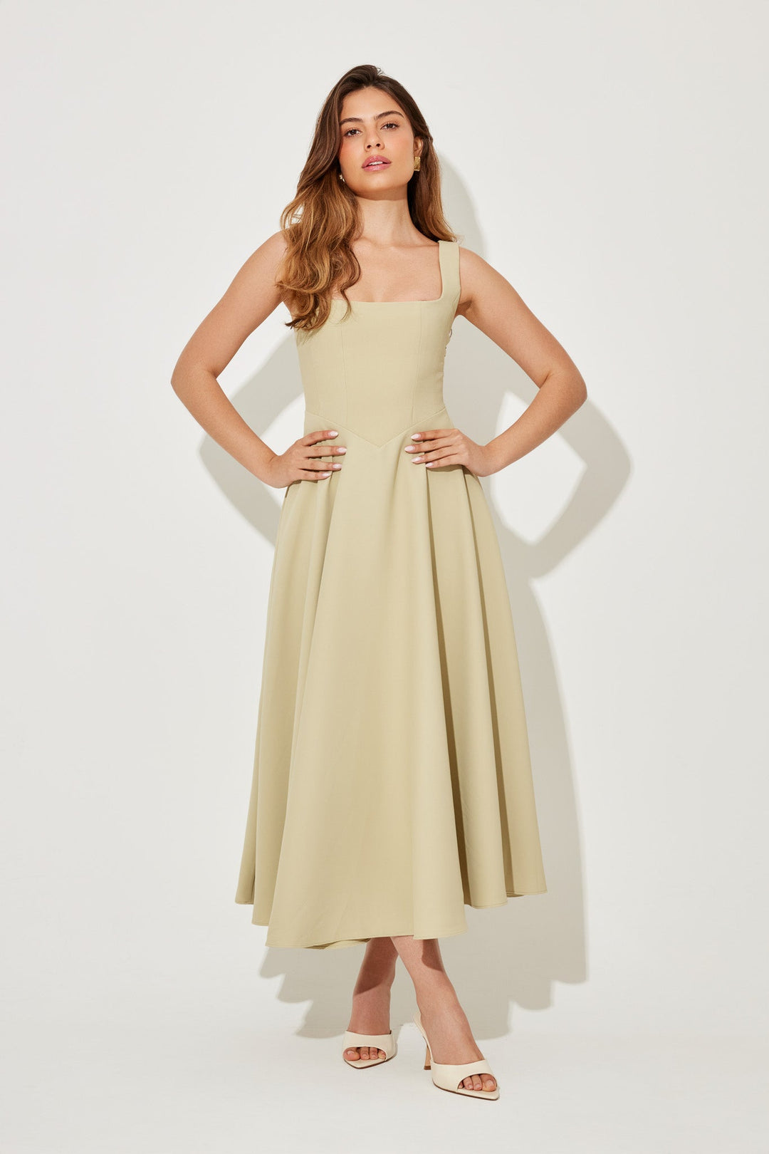 Women's Dress | Sleeveless Midi Square Neckline