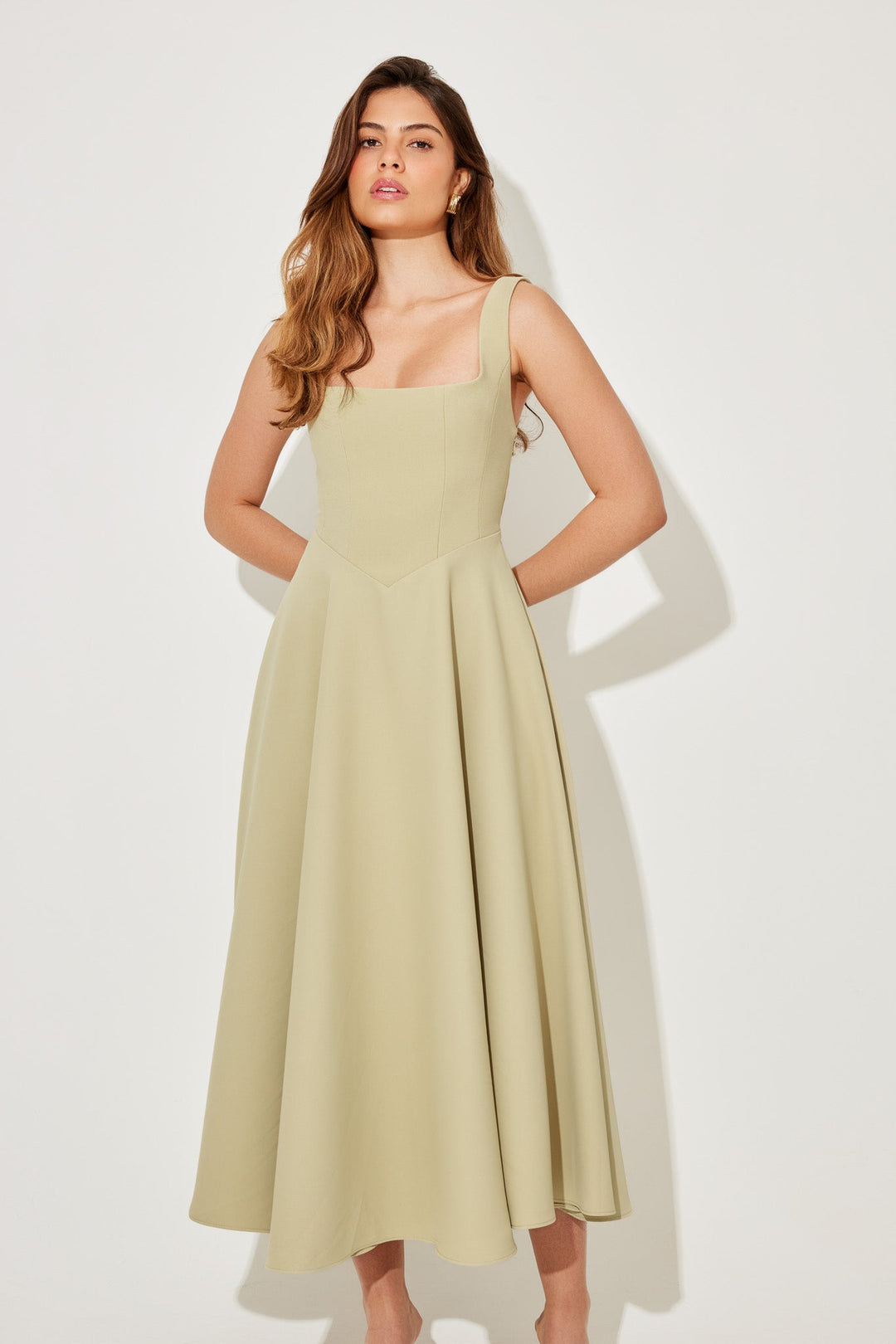 Women's Dress | Sleeveless Midi Square Neckline