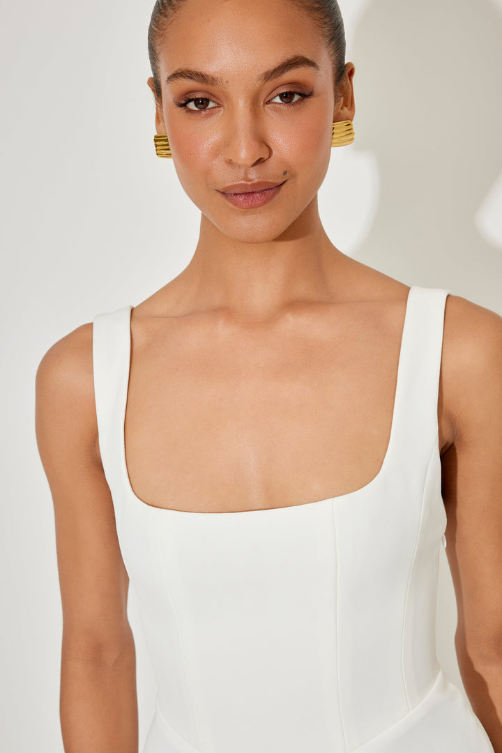 Women's Dress | Sleeveless Midi Square Neckline