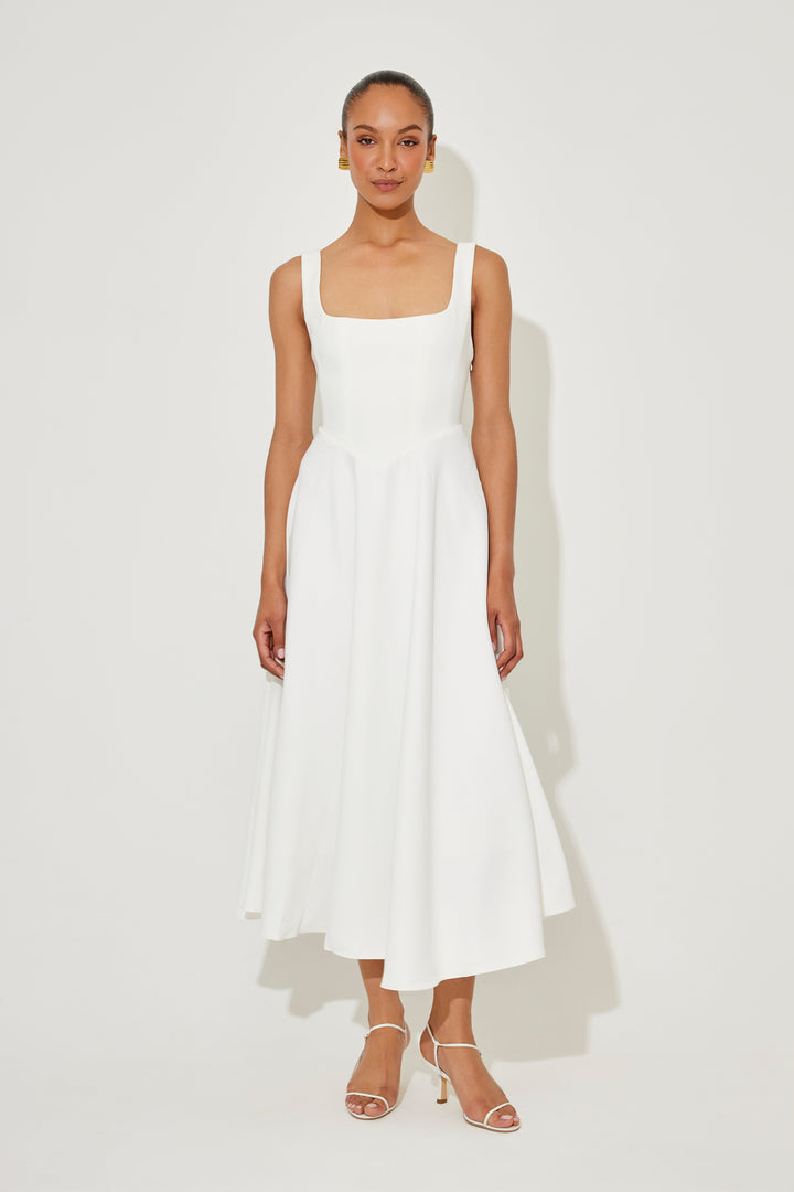 Women's Dress | Sleeveless Midi Square Neckline