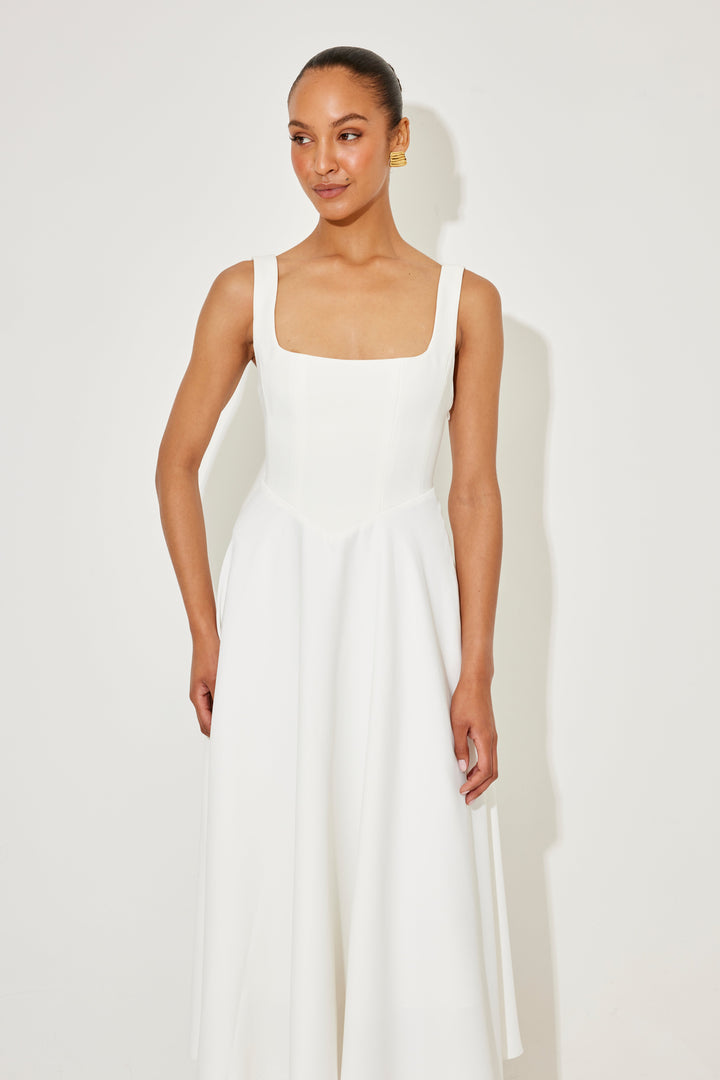 Women's Dress | Sleeveless Midi Square Neckline