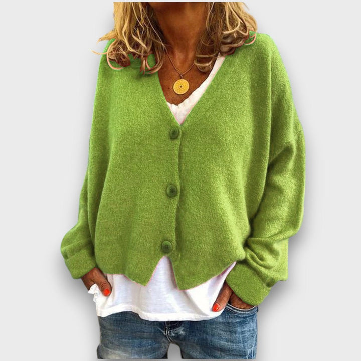 Women's long-sleeve V-neck button-front cardigan