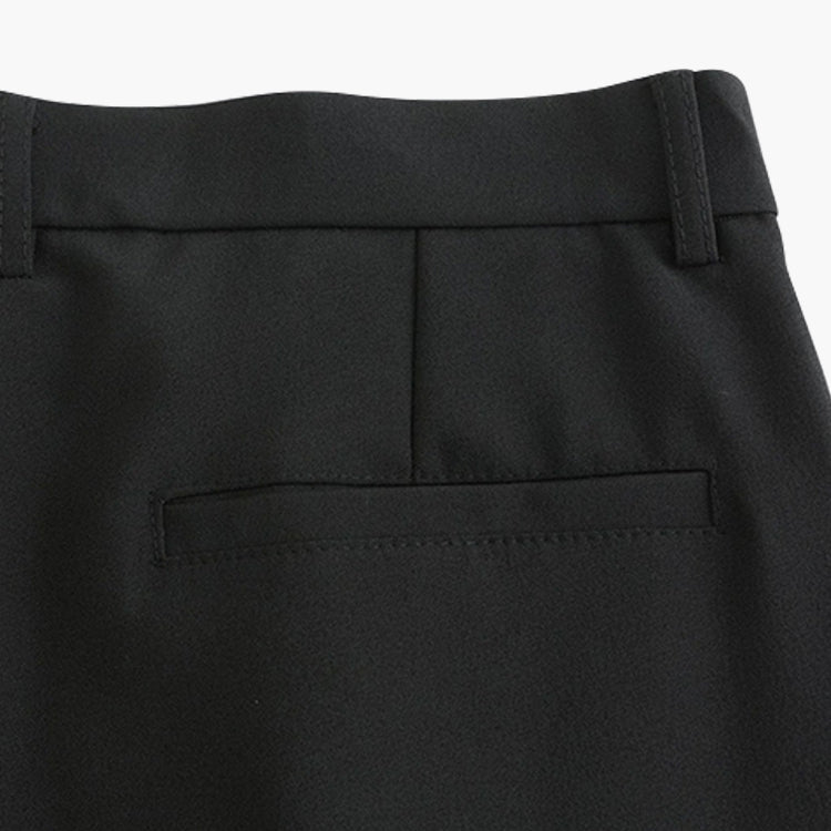 Women's high-rise pleated straight-leg trousers with belt loops and full-length hems