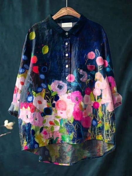 Blouse for Women | Button-Front Foral Print