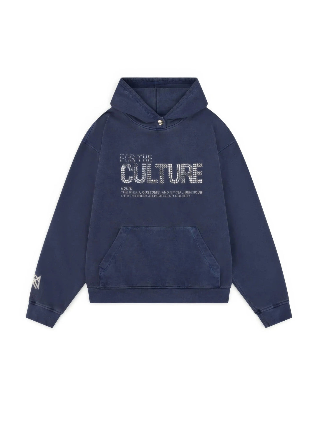 Women's blue graphic pullover hoodie with hood, long sleeves and kangaroo pocket