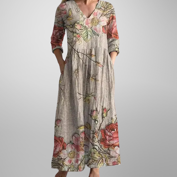 Casual Dress for Women | V Neck Floral Midi Dress