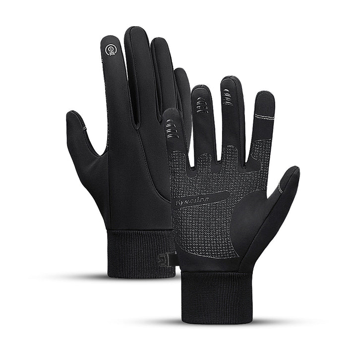 Unisex full-finger touchscreen gloves with textured palms and ribbed cuffs