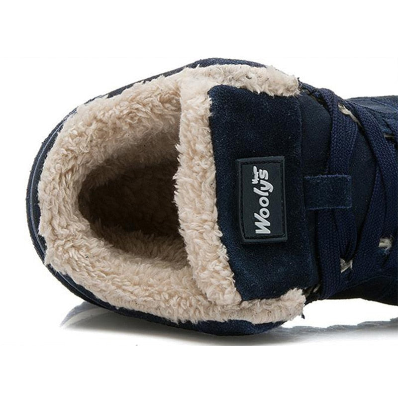 High-top lace-up sneaker boots with faux-fur collars and contrasting midsoles