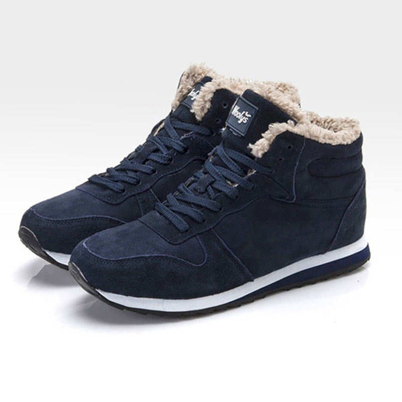 High-top lace-up sneaker boots with faux-fur collars and contrasting midsoles